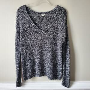 Women Garage Gray Marled V Neck Sweater S Scandi Minimal Classic Cozy Casual